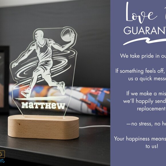 Personalized Basketball LED Night Light – Fun Sports Decor for Any Room - Picture 6 of 8